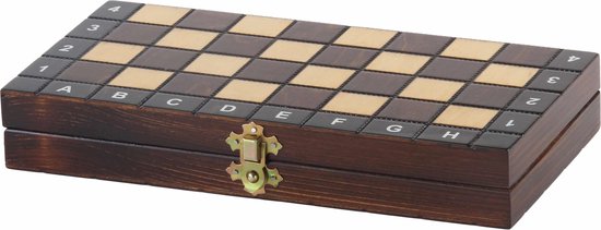 Luxe houten schaakset + dammen + Backgammon Schoolformaat - Veldmaat 26 mm