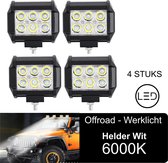 (4 Stuks) 18 Watt 12V LED Lamp voor Offroad verlichting Verstraler werklamp IP67 | 6000K | SUV | ATV | Boot | Bus |