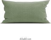 2x Warme Flanel Sierkussenslopen Vintage Groen | 40x80 | Luxe En Hoogwaardig | Heerlijk Zacht | 170 gr/m2 | Beschikbaar In Verschillende Kleuren