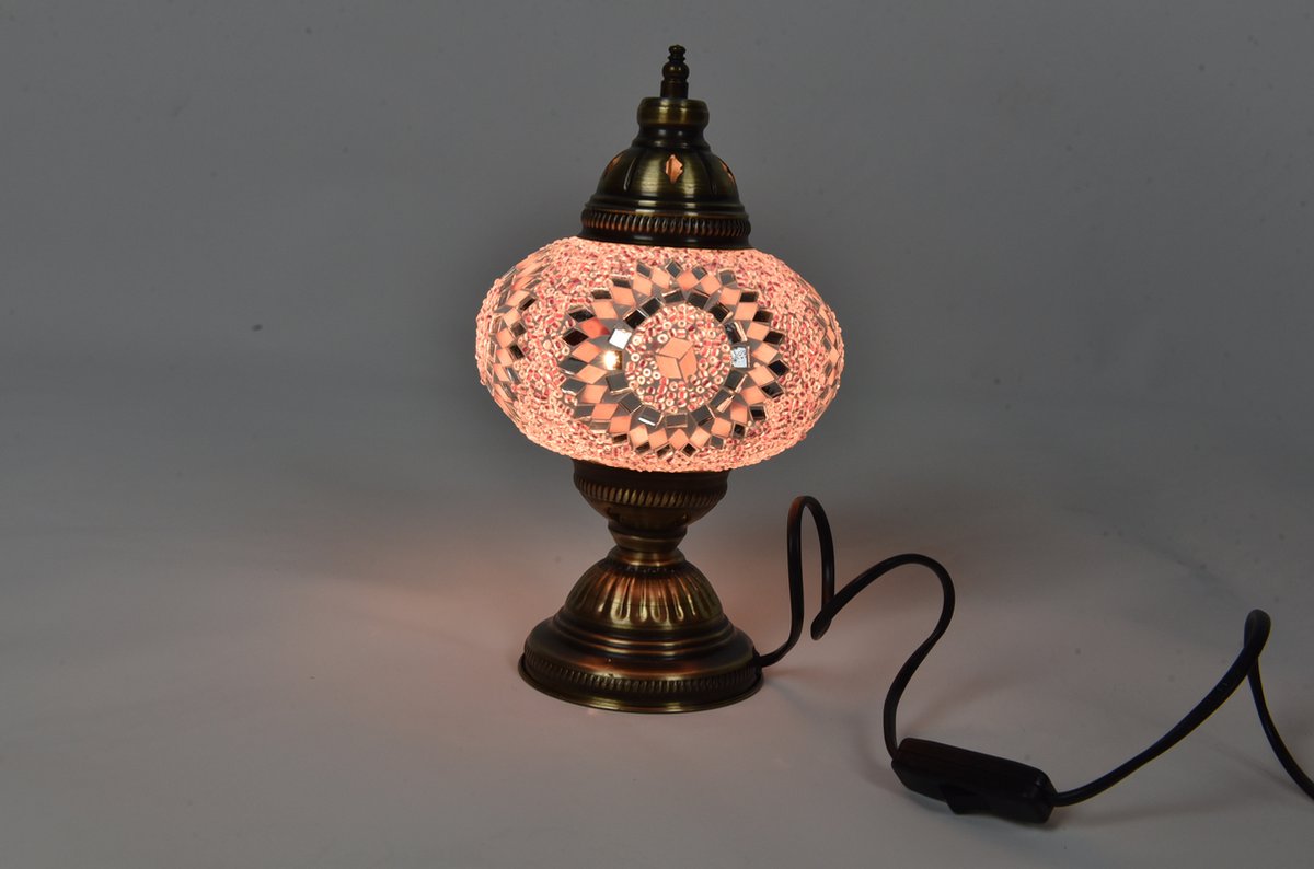 Handgemaakt Turkse tafellamp roos roze Sfeerverlichting Oosterse nachtlamp