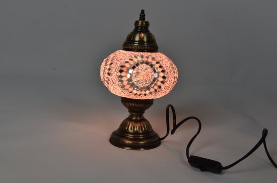 Lampe de table turque faite à la Handgemaakt rose rose Éclairage d'ambiance Lampe de nuit orientale
