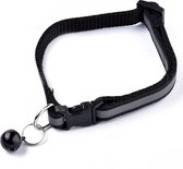 veiligheids halsbandje voor hond of kat met reflecterende strip en belletje - zwart