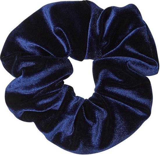 Velvet scrunchie/haarwokkel, navy/donkerblauw