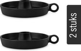 vtwonen - Kandelaars - Set van 2 - Metaal - Zwart - ↕12cm
