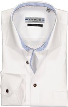 Ledub Modern Fit overhemd - wit (contrast) - Strijkvrij - Boordmaat: 45
