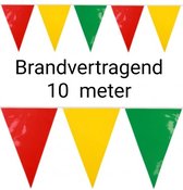 Vlaggenlijn Jumbo Rood/ Geel/ Groen Brandveilig, PVC, Brandvertragend, Versiering, 10 meter, Carnaval, Themafeest , Verjaardag, Voetbal