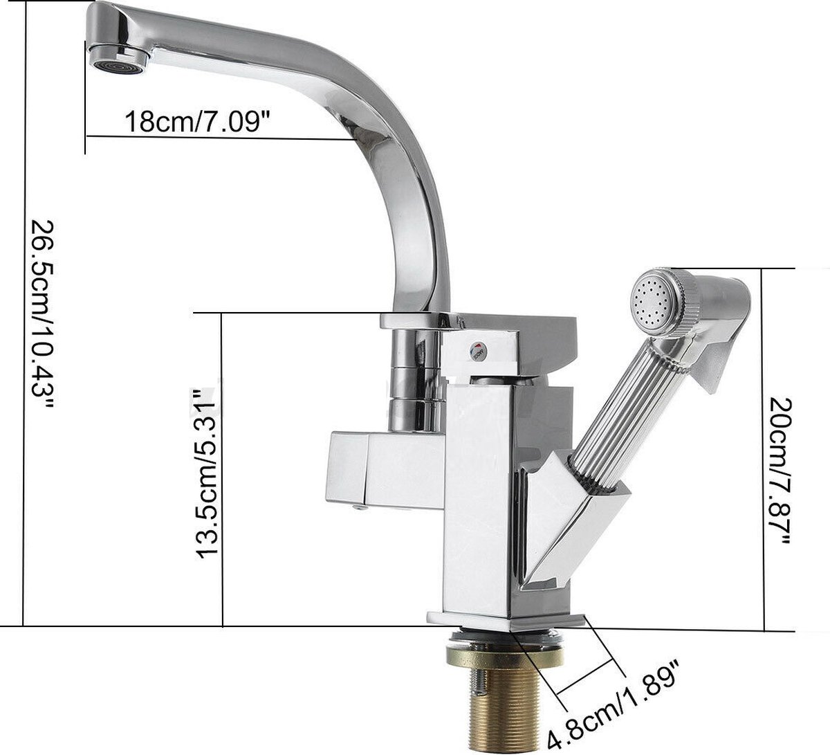 Keukenkraan uittrekbaar, 360° draaibare waterkraan keuken spoelbak armatuur met douche, messing wastafel kraan mengkraan eenhandsmengkraan
