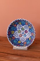 Turkse Schalen - Tapas schaaltjes - serviesset - aardewerk schaal - handmade - cadeau - schaaltjes - poefjuh servies - 10 cm x 2 stuks - Donker Blauw -