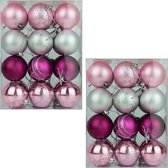 Kerstballen set van 48 kerstboomballen boomballen Kerstboomversiering 6cm Roze