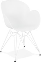 Alterego Moderne stoel 'FIDJI' wit met wit metalen voeten