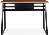 Alterego Hoge bartafel 'NIKI' van donker massief hout met zwarte metalen poot - 150x60 cm