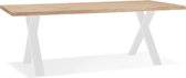Alterego Eettafel 'BENEFIK' van eikenhout met witte poten - 200x100 cm