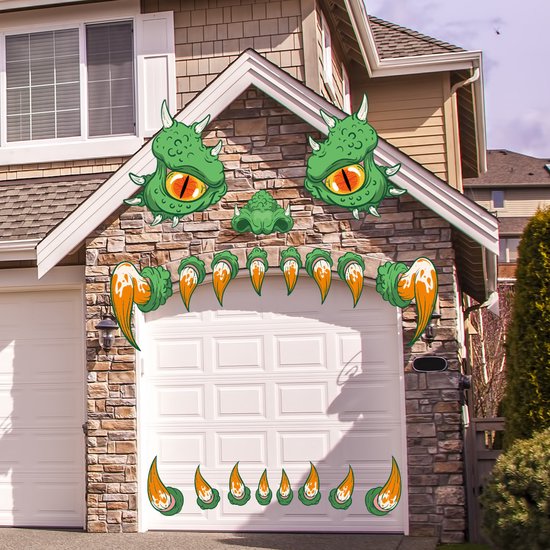 Kerst-Halloween Monster Deur Sticker/Horror Eye Fangs/Vakantie Garagedeur Decoratie Muursticker HW029