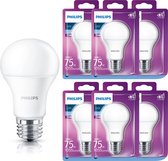 Philips LED lampen met E27 fitting - 6500K koud wit licht - 10W/75W - 1055 lm - 6 stuks