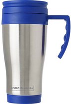 SUPERSTERKE RVS DUBBELWANDIGE THERMOSBEKER DE REISTOPPER VOOR ONDERWEG MET EEN INHOUD VAN 420 ML. Geschikt voor Koffie, Thee en alle koude dranken. - DD-13558