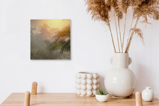 Tableau sur toile Paysage avec brouillard et palmiers - 20x20 cm - Décoration murale