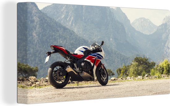Tableau sur toile Moto sportive dans une région montagneuse - 80x40 cm -  Décoration... | bol