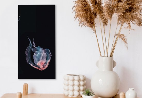 Tableau sur toile Méduse - Animaux aquatiques - Zwart - 20x40 cm - Décoration murale