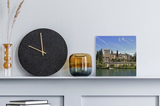 Tableau sur Toile Lac de Garde - Water - Maison - 20x20 cm - Décoration murale