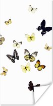 Poster Vlinders op witte achtergrond - 80x160 cm