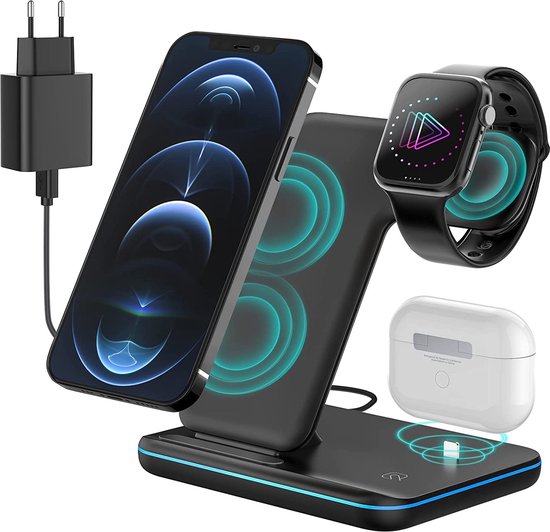 SAMMIT 3-in-1 Draadloze Oplader 15W - Wireless charger - Fast Charger -  Voor iPhone,... | bol.com
