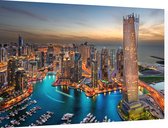 De jachthaven en indrukwekkende skyline van Dubai - Foto op Dibond - 60 x 40 cm