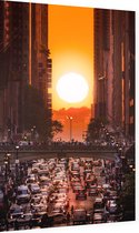 Manhattanhenge op 42nd Avenue in New York City - Foto op Dibond - 40 x 60 cm