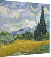 Korenveld met cipressen, Vincent van Gogh - Foto op Dibond - 80 x 80 cm