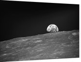 Moon with Earth over horizon (ruimtevaart) - Foto op Dibond - 90 x 60 cm