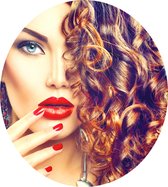 Vrouw met rood haar - Foto op Dibond - ⌀ 80 cm