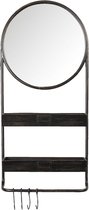 Wandspiegel 38*12*89 cm Zwart Ijzer, Glas Ovaal Grote Spiegel Muur Spiegel Wand Spiegel