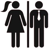 WC sticker Toilet sticker  Man & Vrouw 09 (zwart) (20x30cm)