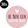 30x Sluitsticker Ik ben een grote zus! | Roze | 40 mm | Geboorte Sticker | Sluitzegel | Sticker Geboortekaart | Baby nieuws | Zwangerschap |Luxe Sluitzegel