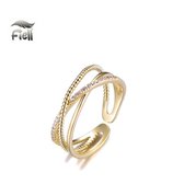 Dames ring - One size - Goudkleurig - Fiell - Cross - Cadeau - Kerst - Verjaardag