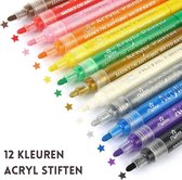 Acryl stiften | Verfstiften | Acrylverf | Stiften | FlySea | 12 kleuren | 3 mm punt