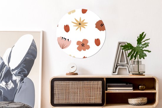 Fleurs abstraites sur fond blanc Assiette en plastique cercle mural ⌀ 60 cm - impression photo sur cercle mural / cercle vivant (décoration murale)