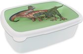 Broodtrommel Wit - Lunchbox - Brooddoos - Dinosaurus speelgoed - Dino - Groen - 18x12x6 cm - Volwassenen