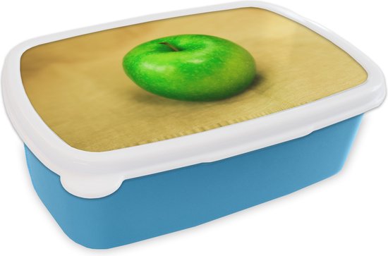 Broodtrommel Blauw - Lunchbox - Brooddoos - Granny Smith appel op katoen -  18x12x6 cm... | bol.com