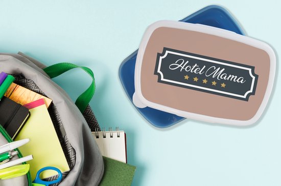 Lunch box Blauw - Lunch box - Boîte à pain - Proverbes - Maman - Hotel mama - Citations - 18x12x6 cm - Enfants - Garçon