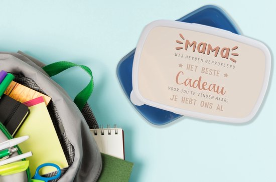 Lunch box Blauw - Lunch box - Boîte à pain - Maman - Citations - Proverbes - Maman tu nous as déjà - 18x12x6 cm - Enfants - Garçon