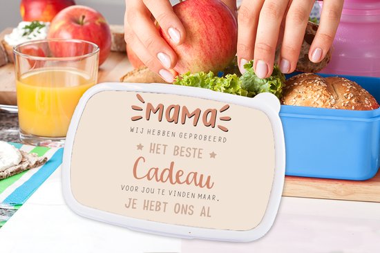 Lunch box Blauw - Lunch box - Boîte à pain - Maman - Citations - Proverbes - Maman tu nous as déjà - 18x12x6 cm - Enfants - Garçon