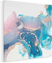 Artaza Glasschilderij - Abstracte Kunst van Marmer - 70x70 - Plexiglas Schilderij - Foto op Glas