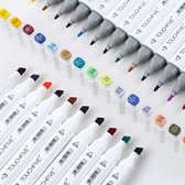Touch5® Marker viltstiften 30 stuks met alcohol – stiften voor volwassenen en kinderen – 2-zijdige stift dikke en dunne punt – kleuren op nummer schetsen schilderen hobby professioneel– met g