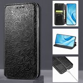 Luxe PU Lederen Blooming Mandala Reliëfpatroon Wallet Case + PMMA Screenprotector voor OnePlus 8 _ Zwart