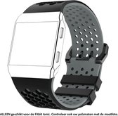 Siliconen Bandje Zwart Grijs voor Fitbit Ionic - Gesp – Armband Black Grey – Maat: zie maatfoto