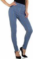 Chic & mode broek gestreept blauw meerkleurig L/XL