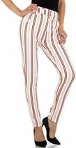 Chic & mode broek gestreept wit roze L/XL