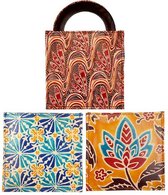 Handspiegel - Bloemen - Geitenleer - Meerkleurig - 10x10x0,5 cm - India - Sarana - Fairtrade