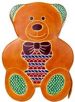 Spaarpot - Teddybeer - Geitenleer - Bruin - 10,5x14x4 cm - India - Sarana - Fairtrade