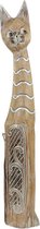 Beelden - Kat - Hout - Wit - 77x13x7 cm - Indonesie - Sarana - Fairtrade